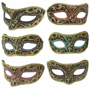 Colourful Glitter Masquerade Mask - Asst Colours