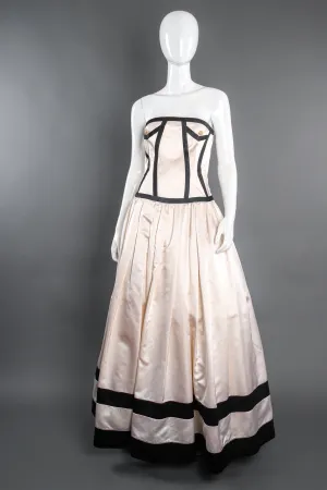 Contrast Banded Satin Ball Gown