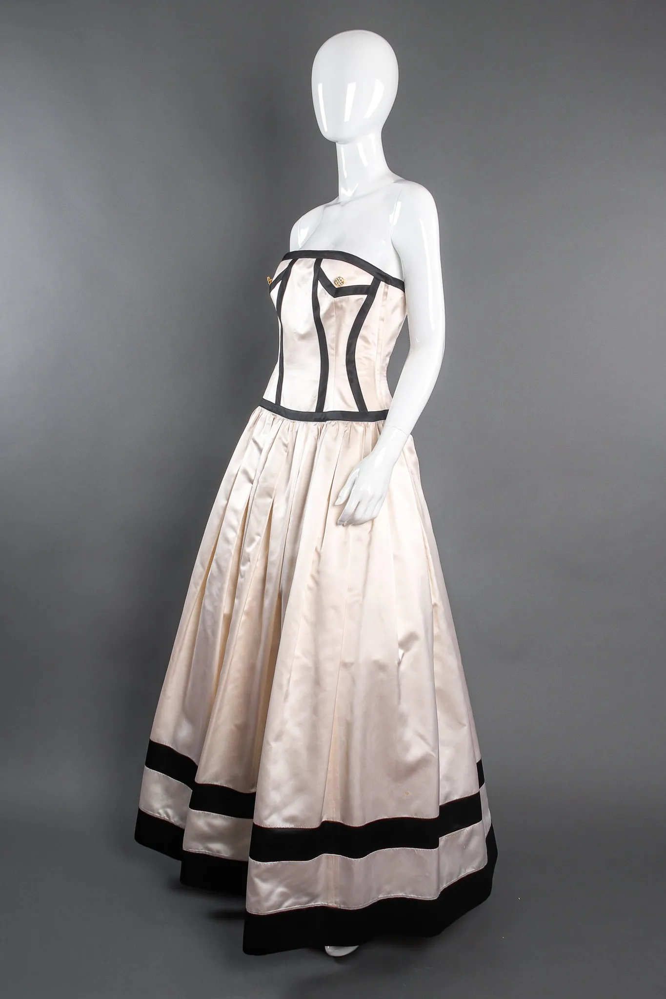 Contrast Banded Satin Ball Gown