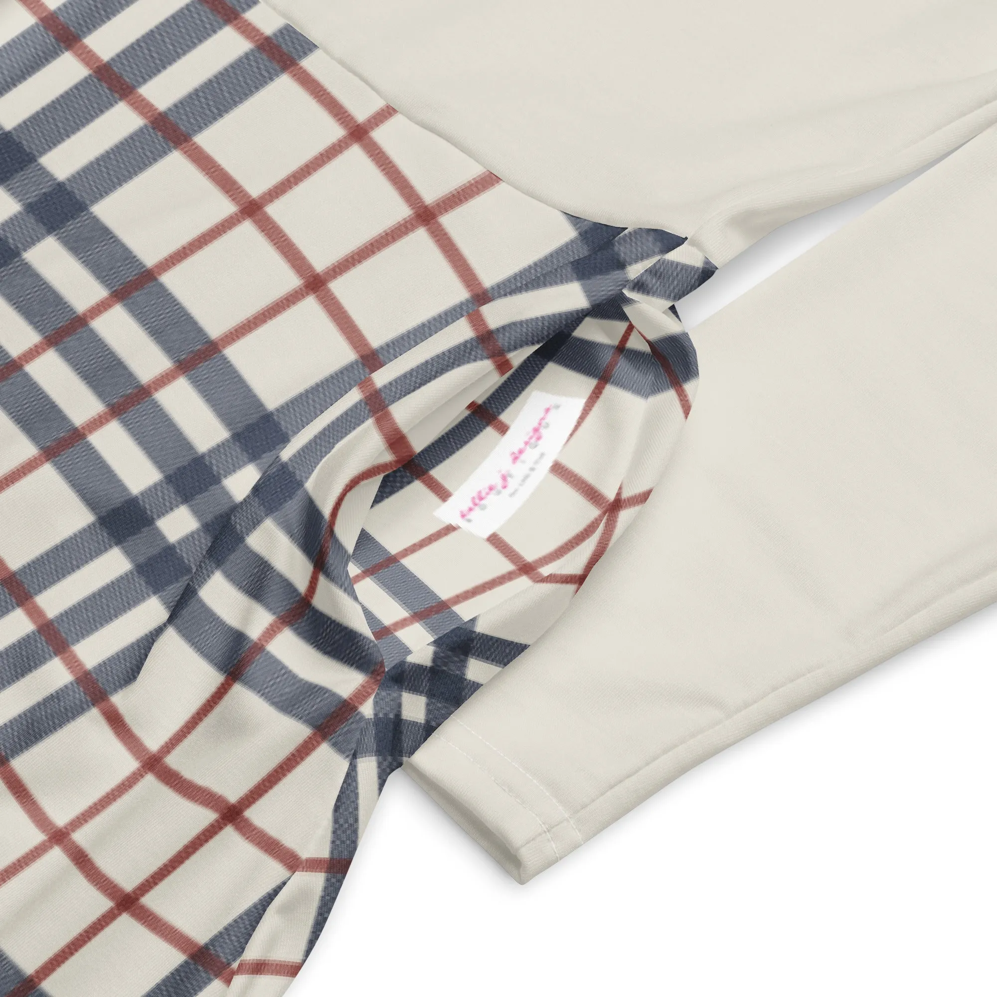 Cream, Red & Navy Plaid Midi Dress (S-4XL)