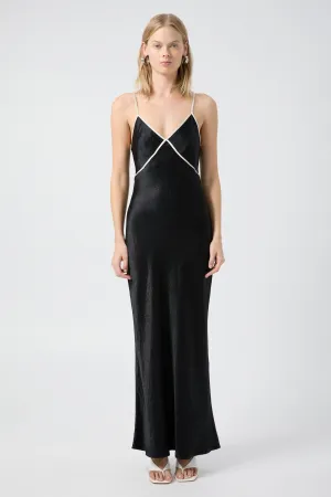 CRUSH CONTRAST BIND CAMI DRESS | BLACK & CREAM