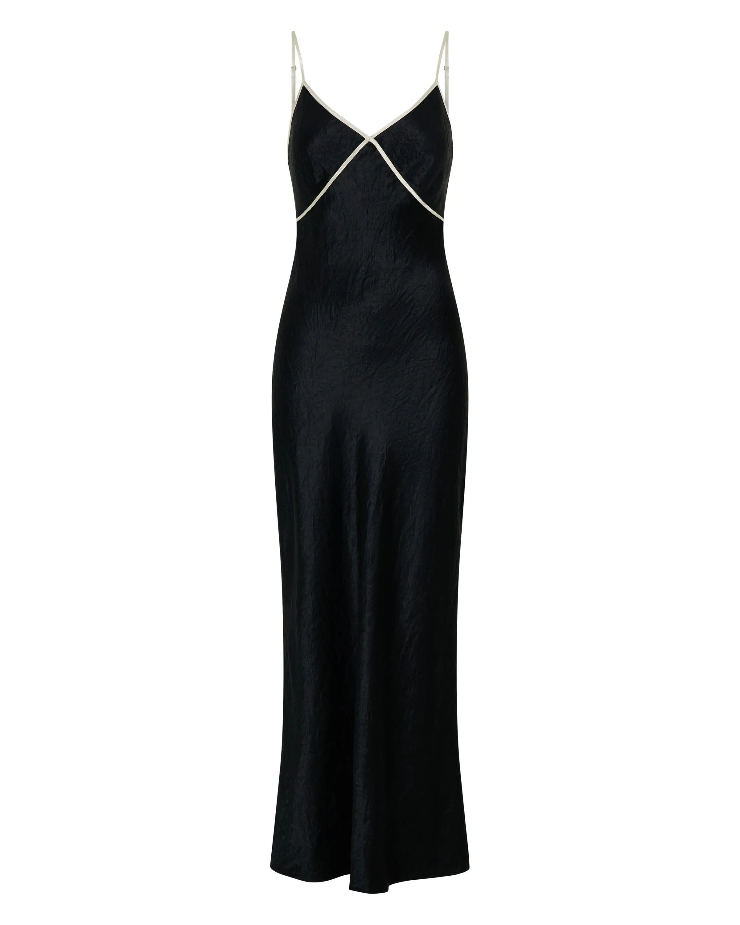 CRUSH CONTRAST BIND CAMI DRESS | BLACK & CREAM