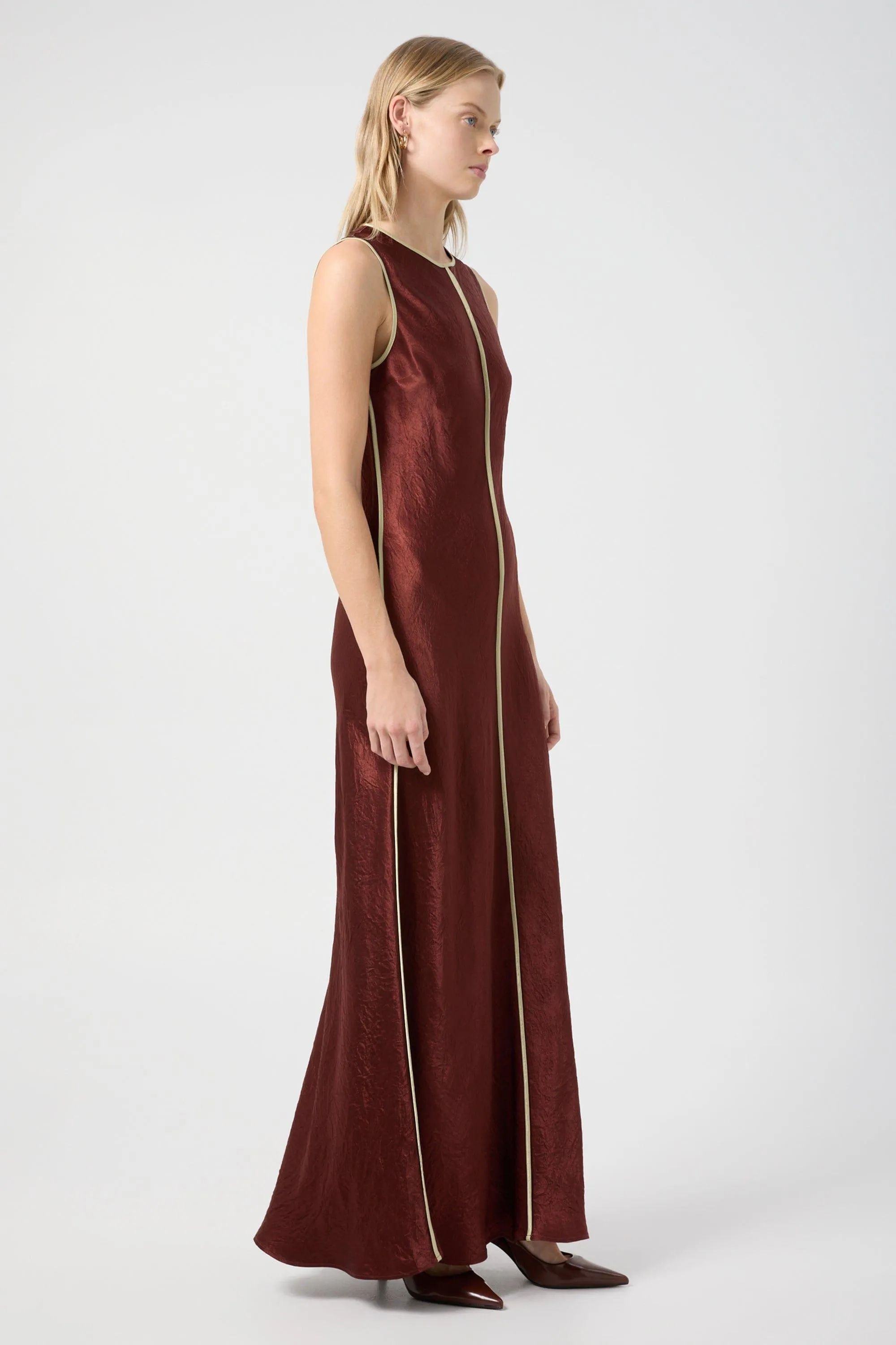CRUSH CONTRAST BIND MAXI TANK DRESS | SHIRAZ & APPLE