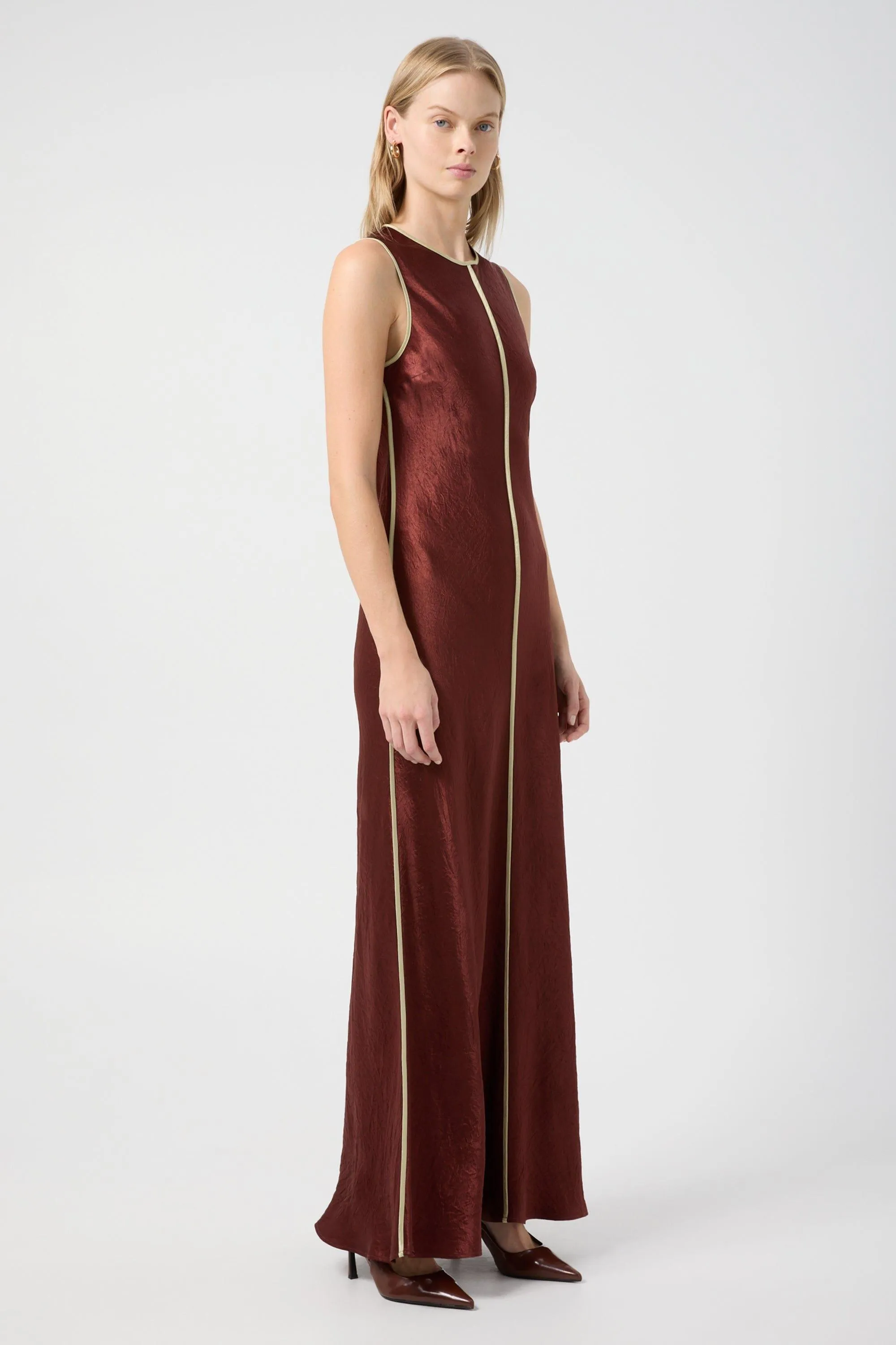 CRUSH CONTRAST BIND MAXI TANK DRESS | SHIRAZ & APPLE