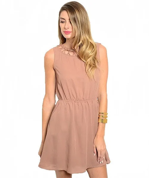 Cutout Back Slit Dress