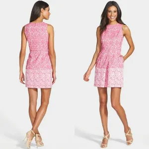 ❤️Cynthia Steffe Cotton Blend Jacquard Sheath Floral Embroidered Dress☆