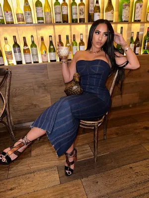 Date night in Denim Tube body con dress