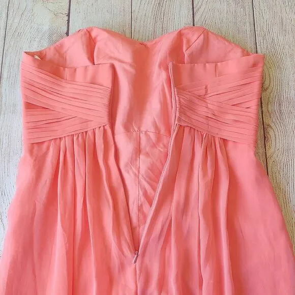 David's Bridal strapless pleated chiffon gown style# F15555 sz 4