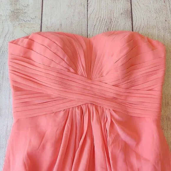 David's Bridal strapless pleated chiffon gown style# F15555 sz 4