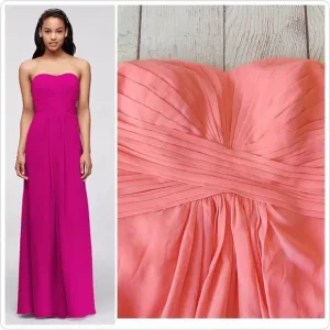 David's Bridal strapless pleated chiffon gown style# F15555 sz 4