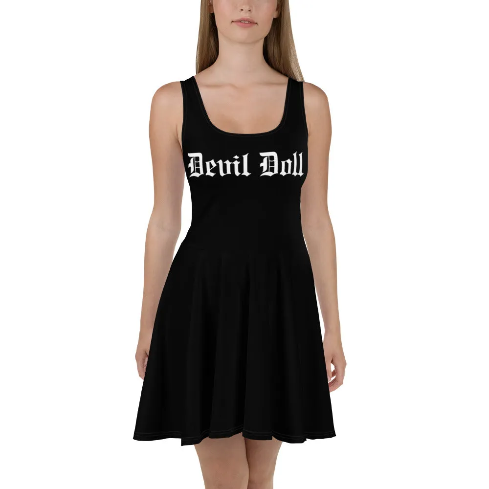 Devil Doll Old English Skater Dress - black S-3XL