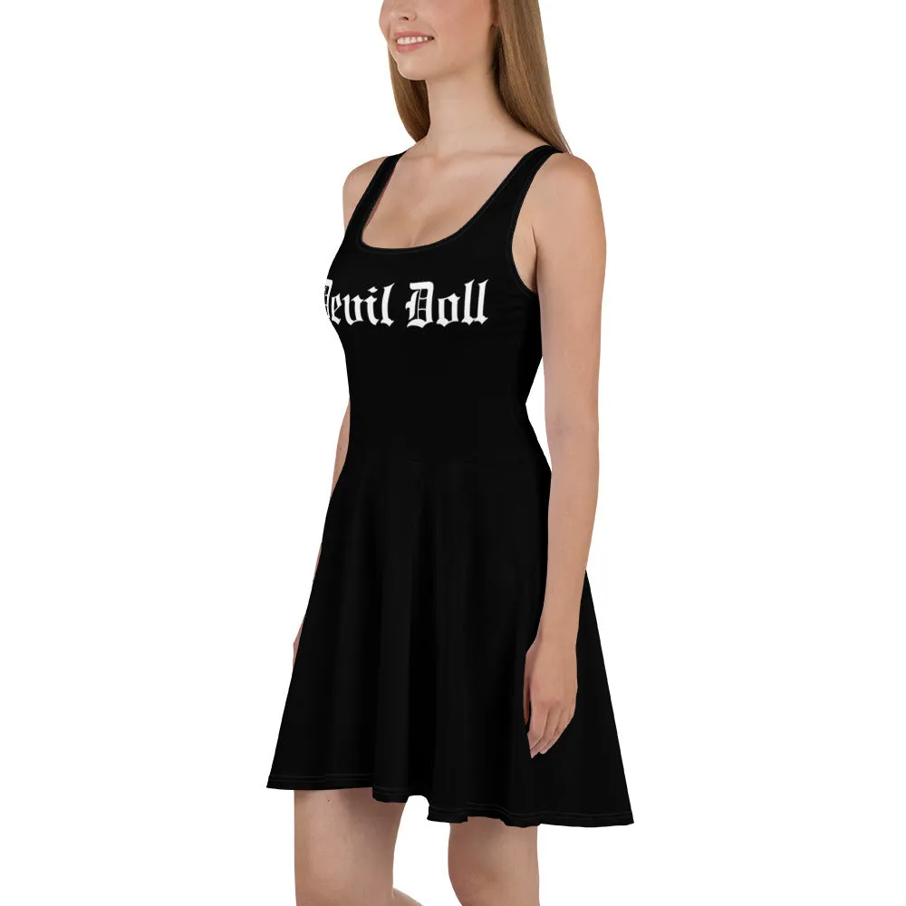 Devil Doll Old English Skater Dress - black S-3XL