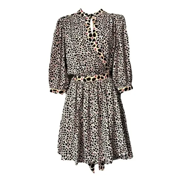Diane Von Furstenberg Abel Surplice Wrap Dress V Neck Silk Cheetah Print Sz 2