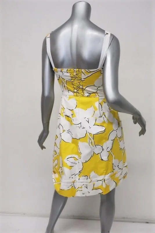 Diane von Furstenberg Dress Yellow Floral Print Size 2 Sleeveless Fit & Flare