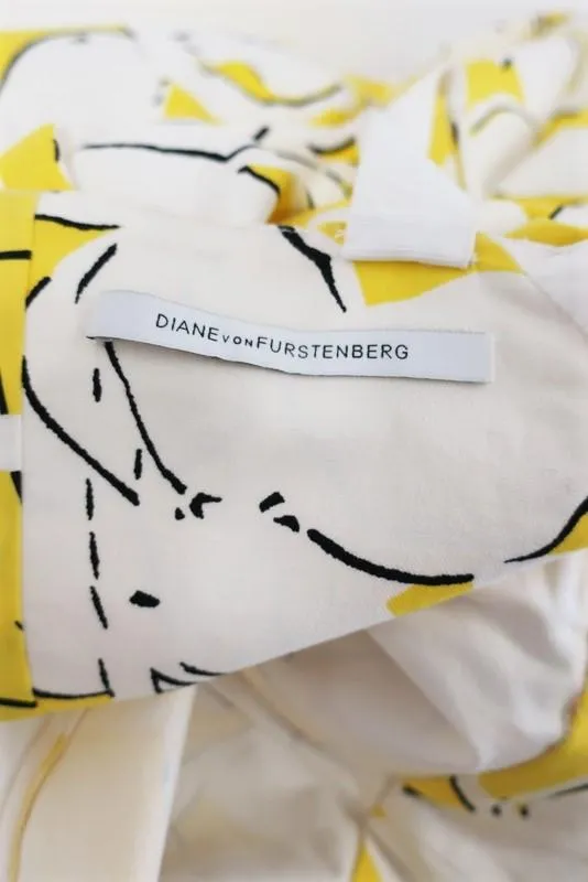 Diane von Furstenberg Dress Yellow Floral Print Size 2 Sleeveless Fit & Flare