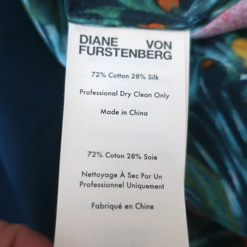 Diane von Furstenberg Tiered Maxi Dress Nea Garden Print Cotton-Silk Size Small