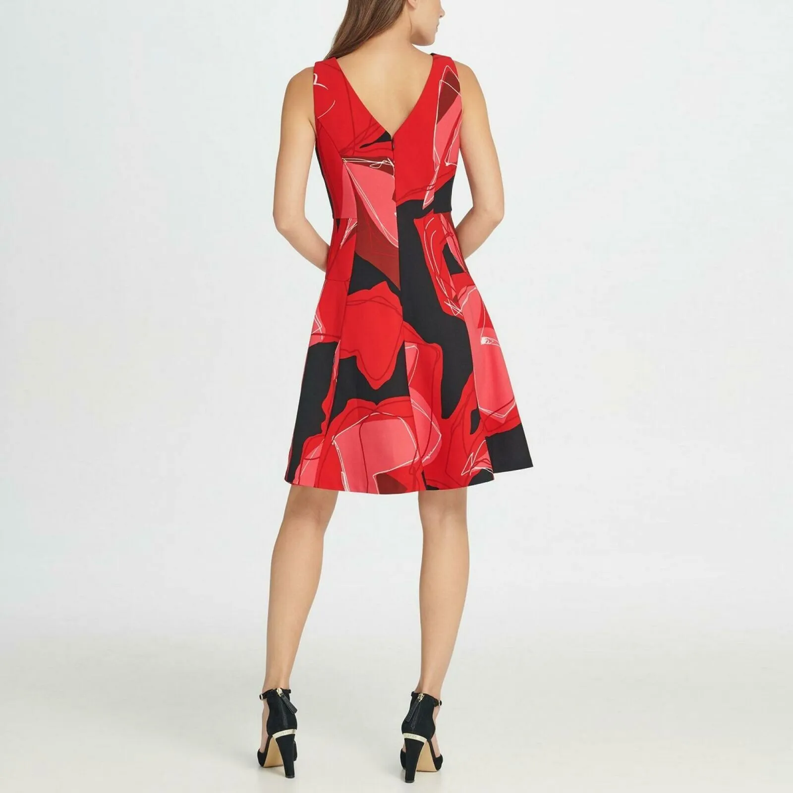 DKNY Women's Abstract Floral Fit and Flare Dress