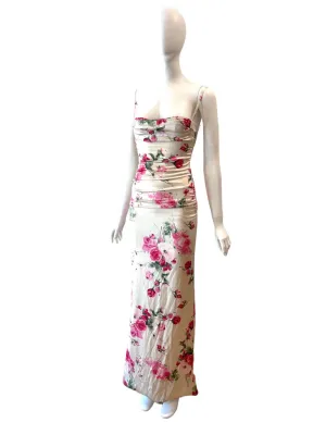 DOLCE & GABBANA Floral strapless gown