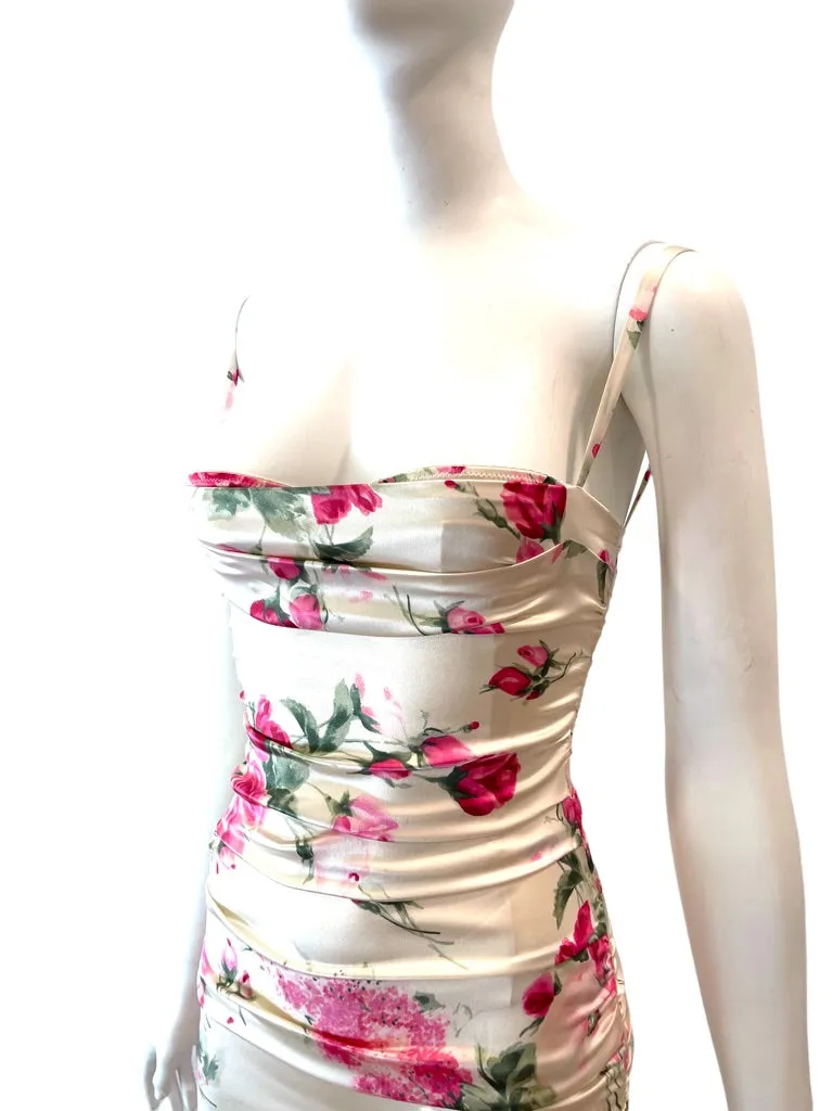 DOLCE & GABBANA Floral strapless gown