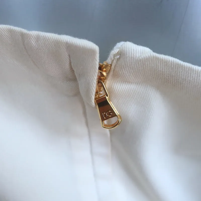 Dolce & Gabbana Sheath Dress White Stretch Cotton Size 44