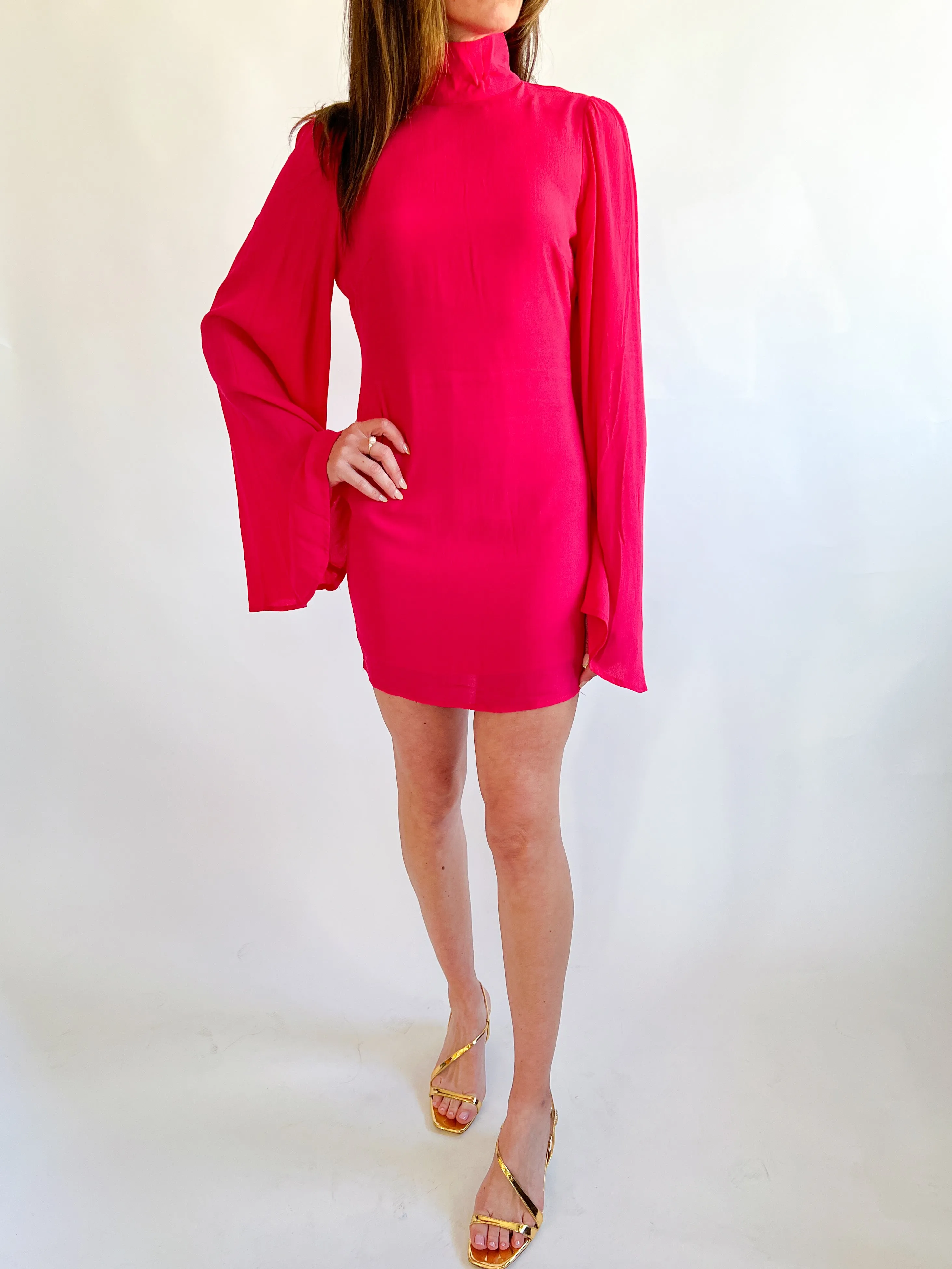 Dramatic Flared Sleeve Mini Dress