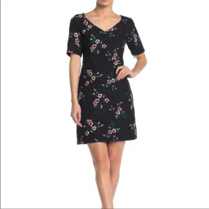 Draper James Floral V-Neck Sheath Dress in Black Size 6