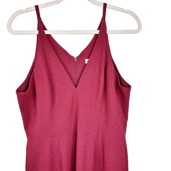 Dress the Population Lyla Midi Dress Burgundy XL Plunging Fitted Sleeveless