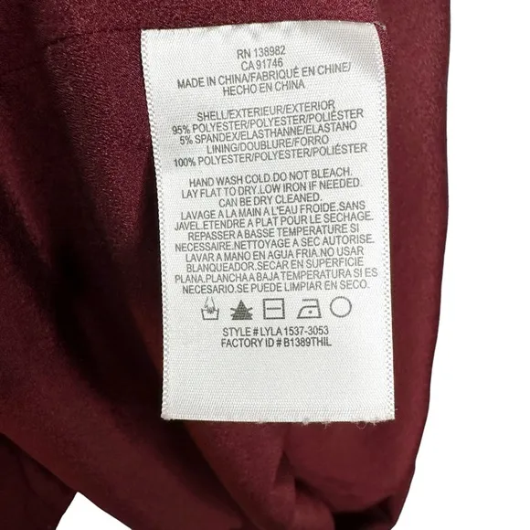 Dress the Population Lyla Midi Dress Burgundy XL Plunging Fitted Sleeveless