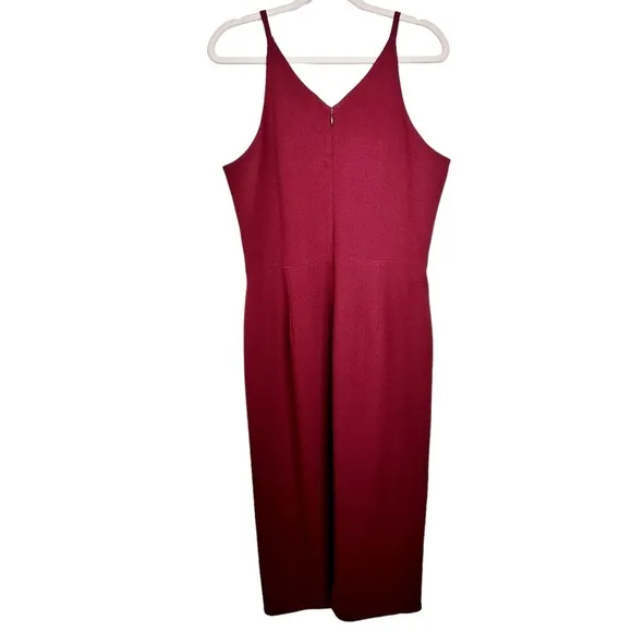 Dress the Population Lyla Midi Dress Burgundy XL Plunging Fitted Sleeveless
