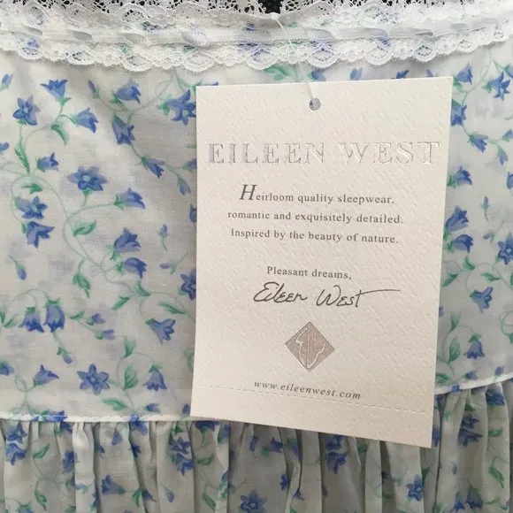 Eileen West Button Front Full Length Gown/Robe with Bluebell Print Size S