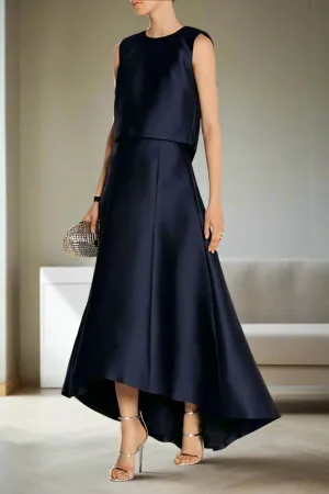 Elegant High Low Two Piece Sheath Wedding Guest Dress