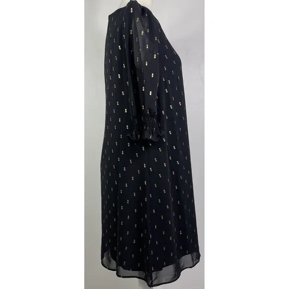 ELIZA J Black Gold Party Cocktail Sheath Short Dress Size 10 Evening Wear Date