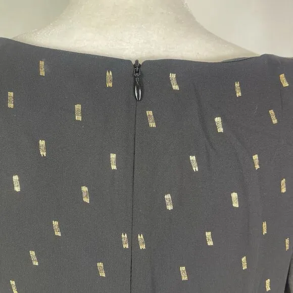 ELIZA J Black Gold Party Cocktail Sheath Short Dress Size 10 Evening Wear Date