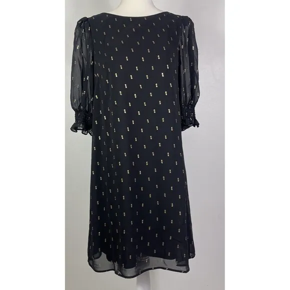 ELIZA J Black Gold Party Cocktail Sheath Short Dress Size 10 Evening Wear Date