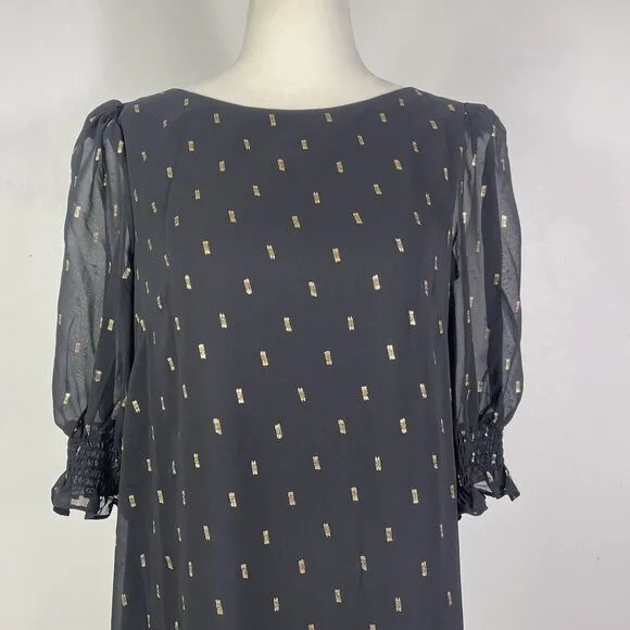ELIZA J Black Gold Party Cocktail Sheath Short Dress Size 10 Evening Wear Date