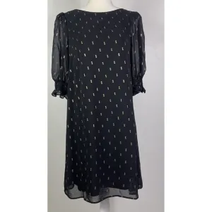 ELIZA J Black Gold Party Cocktail Sheath Short Dress Size 10 Evening Wear Date