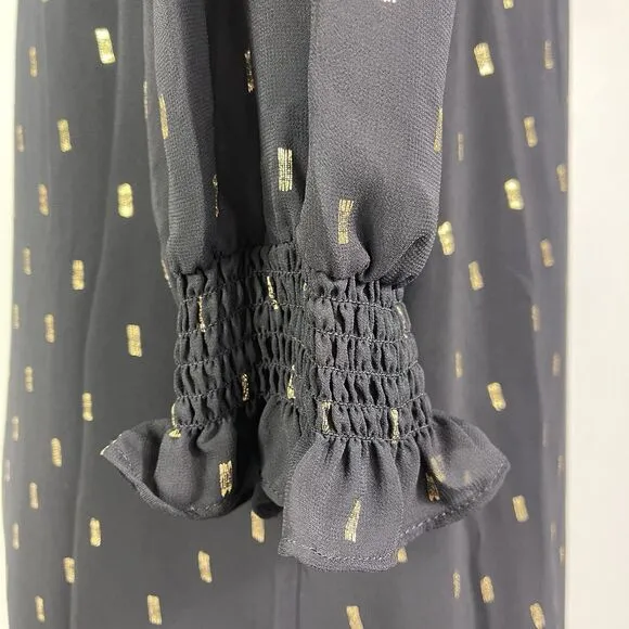 ELIZA J Black Gold Party Cocktail Sheath Short Dress Size 10 Evening Wear Date