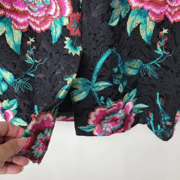 Eliza J Embroidered Black Lace Sheath Floral Tapestry Brocade Dress Size 6