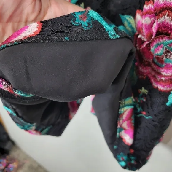 Eliza J Embroidered Black Lace Sheath Floral Tapestry Brocade Dress Size 6