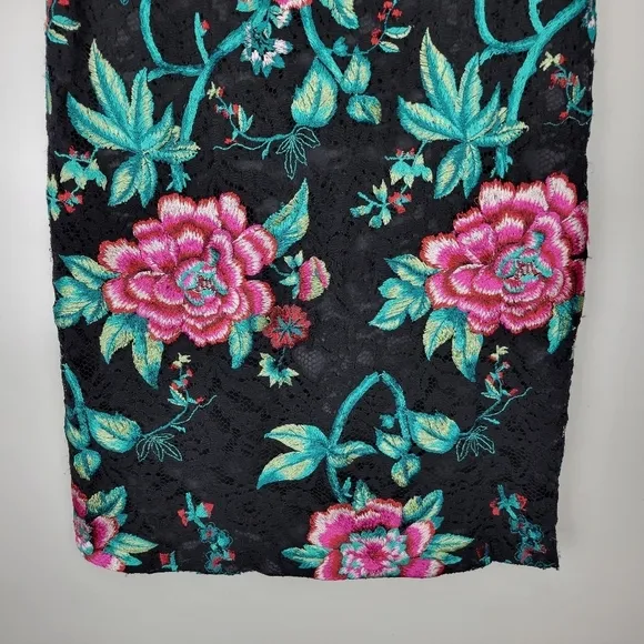 Eliza J Embroidered Black Lace Sheath Floral Tapestry Brocade Dress Size 6