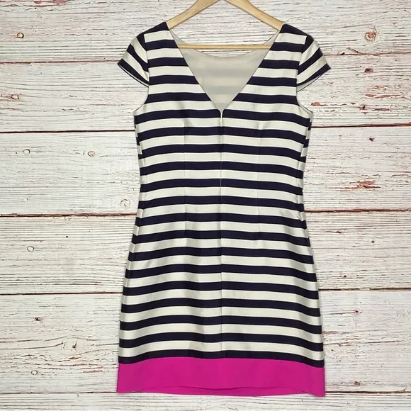 Eliza J Navy White Pink Stripe Sheath Dress Sz 4