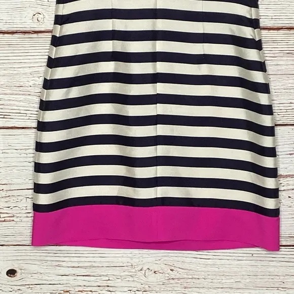 Eliza J Navy White Pink Stripe Sheath Dress Sz 4