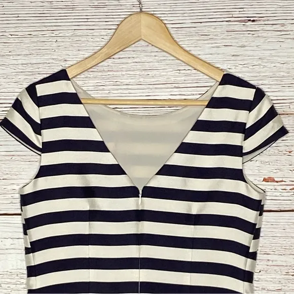 Eliza J Navy White Pink Stripe Sheath Dress Sz 4