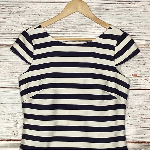 Eliza J Navy White Pink Stripe Sheath Dress Sz 4