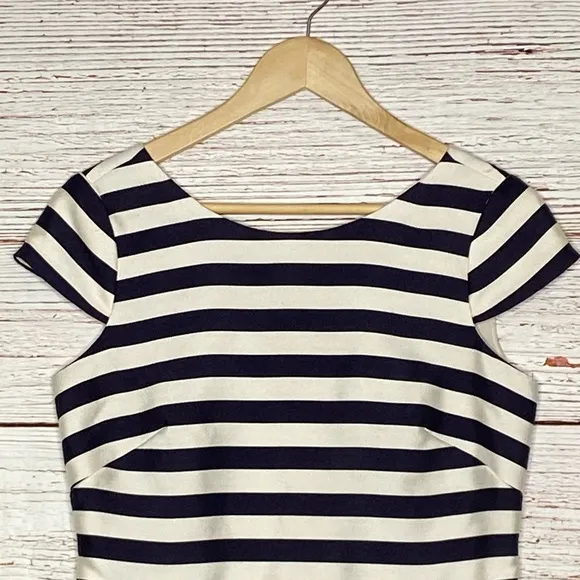Eliza J Navy White Pink Stripe Sheath Dress Sz 4