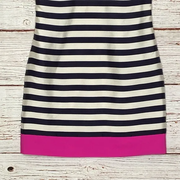 Eliza J Navy White Pink Stripe Sheath Dress Sz 4