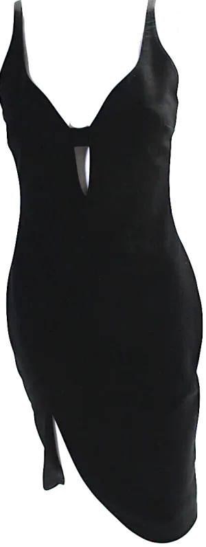 Elizabeth and James NY. Black Cut Out High Split Back Zip Sheath Dress