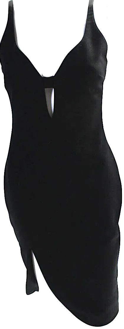 Elizabeth and James NY. Black Cut Out High Split Back Zip Sheath Dress