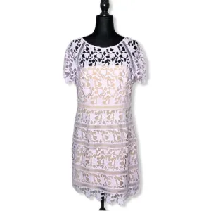 Eliza J Cap Sleeve Lilac Lace Overlay Sheath Dress NWT size 14P