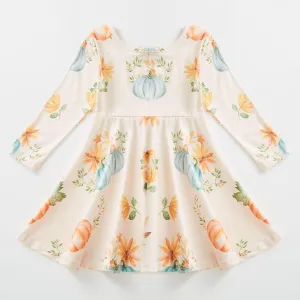 ELLA PUMPKIN FLORAL TWIRL DRESS